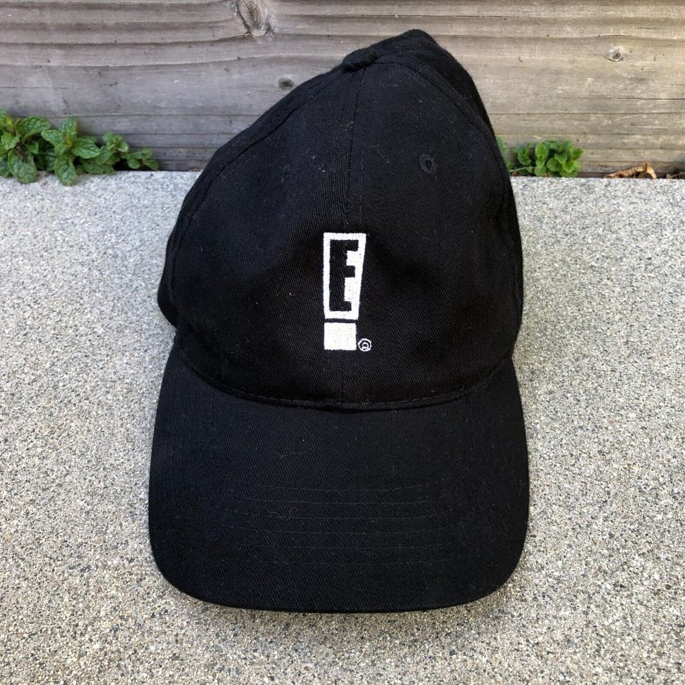 Vintage 90s E! NEWS Baseball Hat Black AMC Headwear Cap Adjustable Entertainment